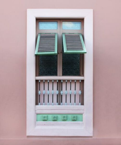 Beautiful unique window shutters with multiple colors downtown Orlando Florida.